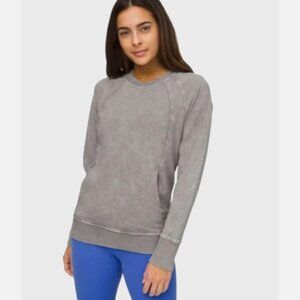Women's Size 8 Lululemon Scuba Crew Sweater Washed Dark Chrome Gray Long Sleeve
